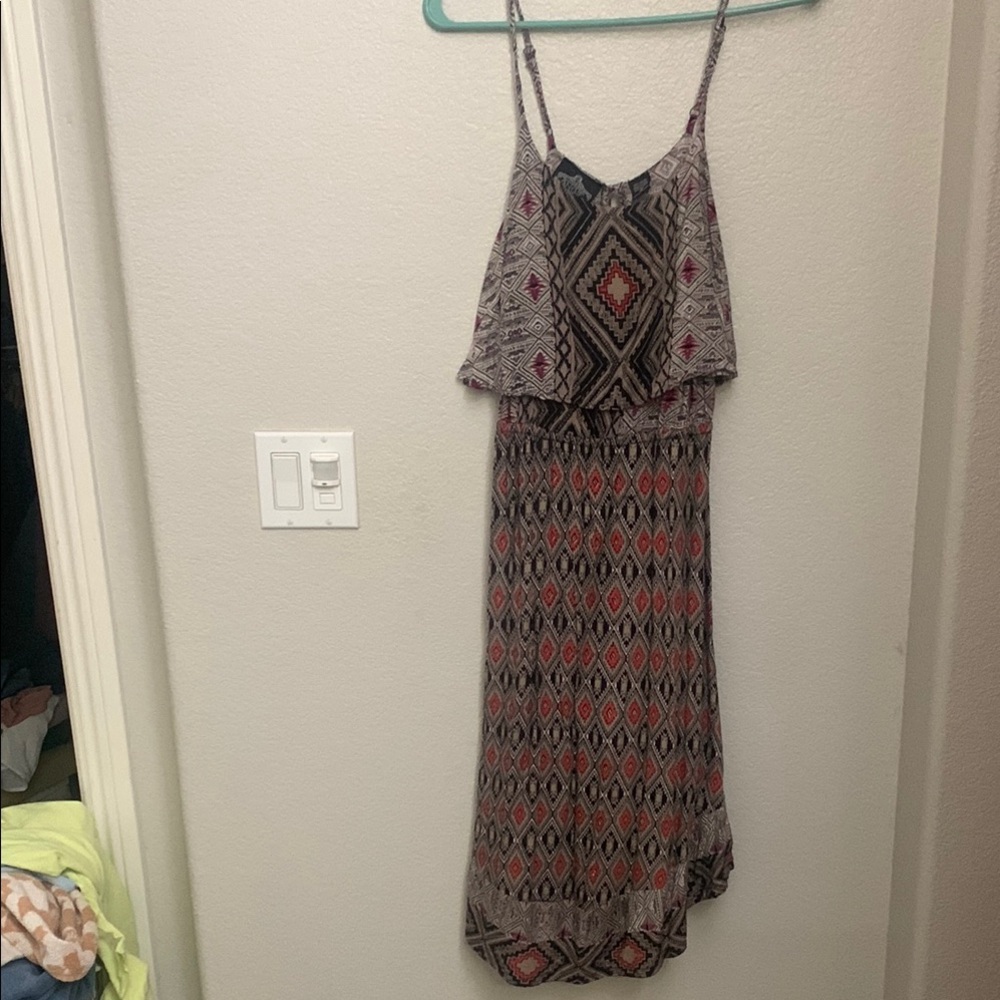 Angie Brown and Black Spaghetti Strap Sundress Maxi